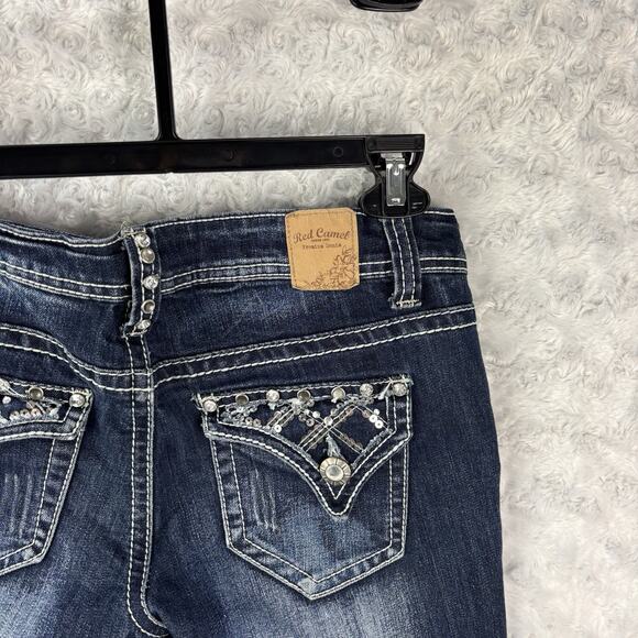 Red Camel Jeans junior Size 9 Regina Boot Cut Soft Stretch Dark Wash Embroidered - Picture 6 of 8